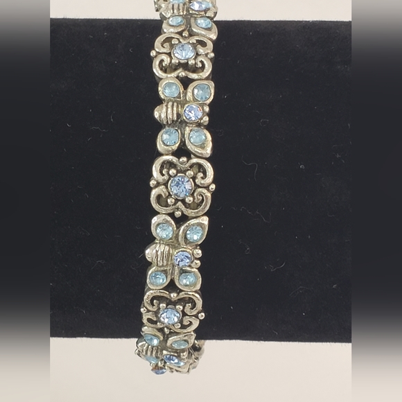Silver Stretch Bracelet Blue Crystals - Picture 5 of 7